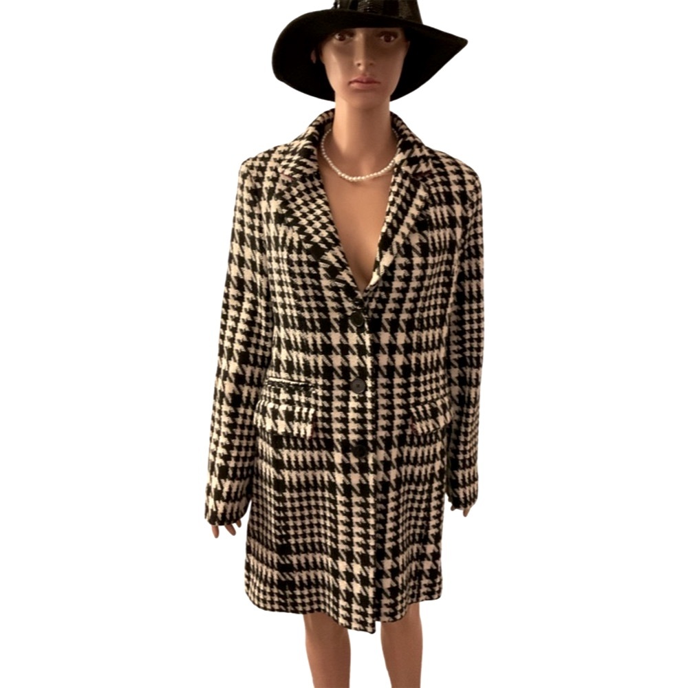 Merona Wool Blend Houndstooth Pea Coat. Size:Medium